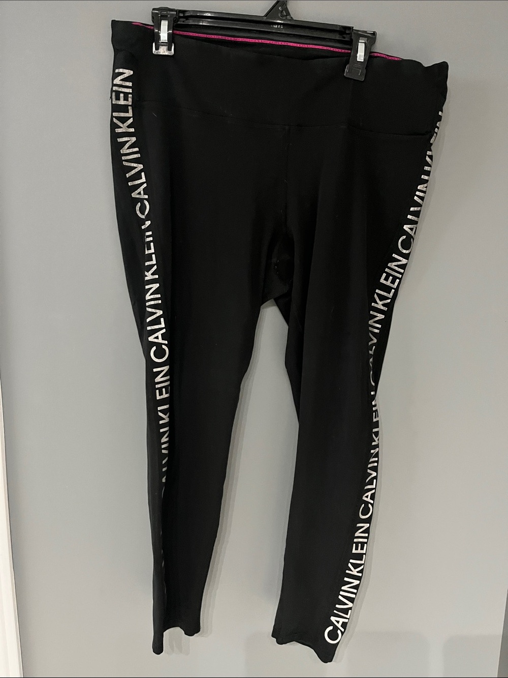 3/$15 Calvin Klein Black Leggings with White Logo Side Stripes